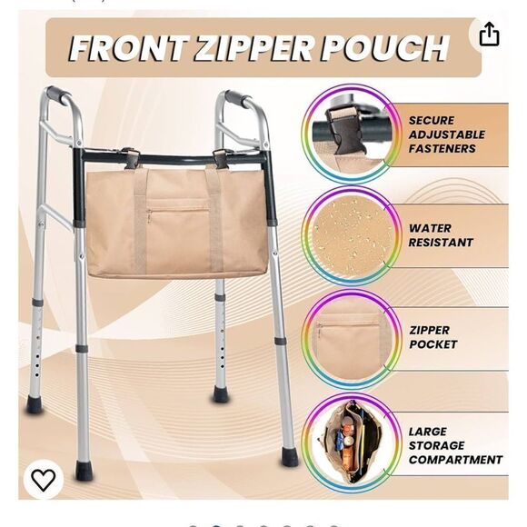 LRF Walker Tote Bags for Folding Walker - Walker Accessories for Seniors - Picture 2 of 8